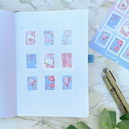 9 PC Doozi Stamp Sticker Sheet | Perfect for bujo!