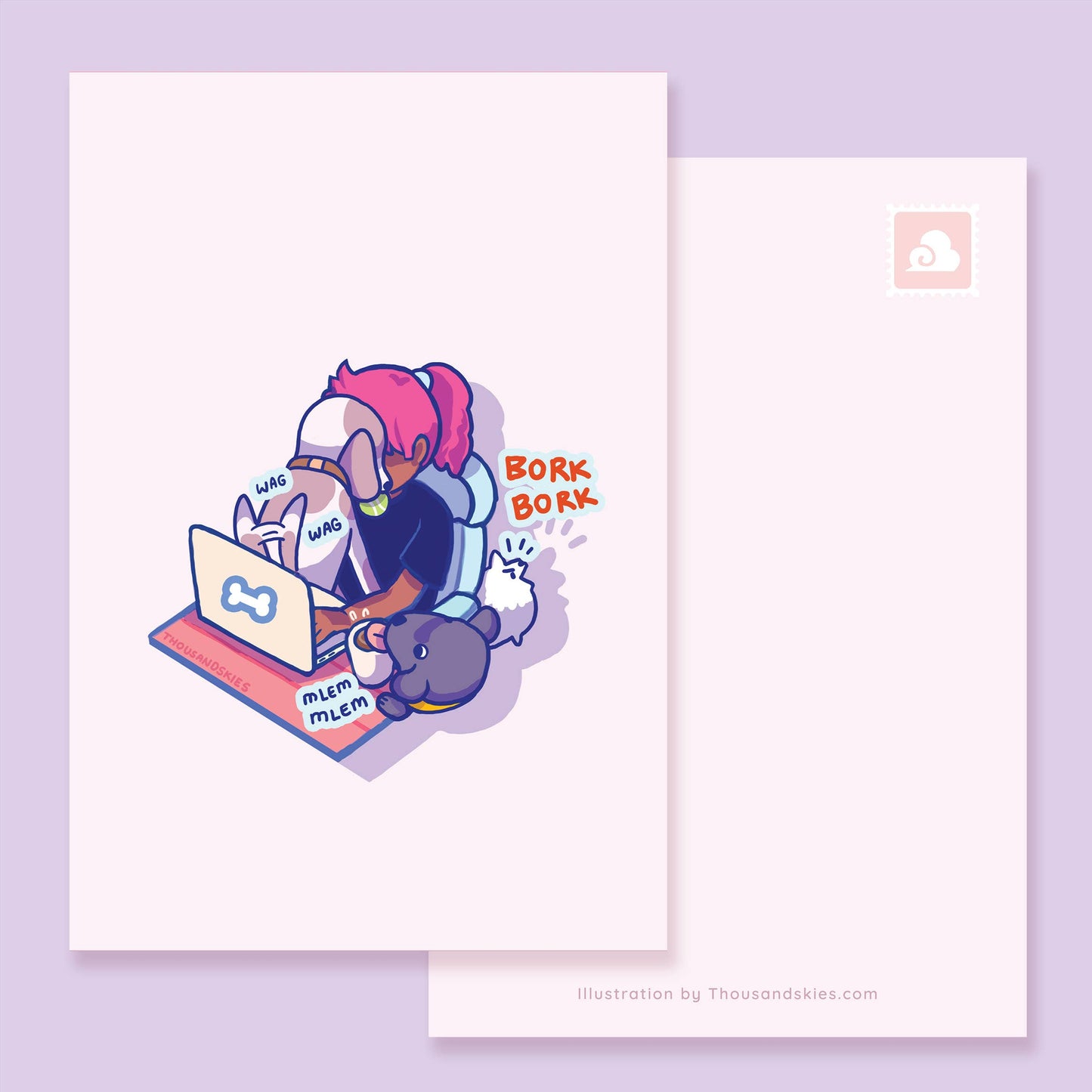 Postcard Work from Home with Dogs