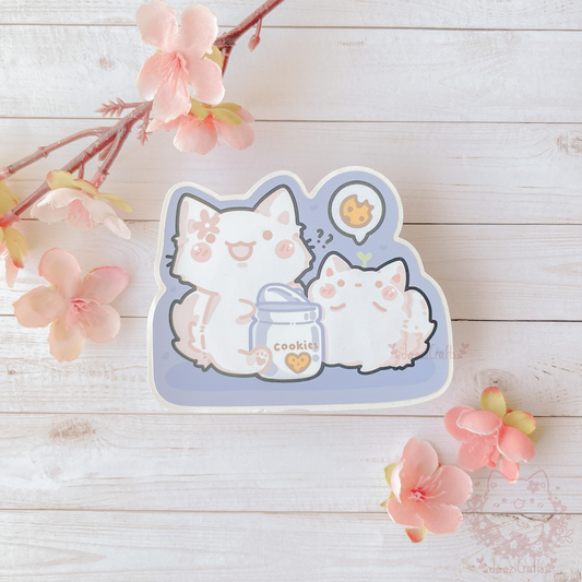 Doozi and Floof Cookie Jar Die Cut Sticker: Glossy W/S