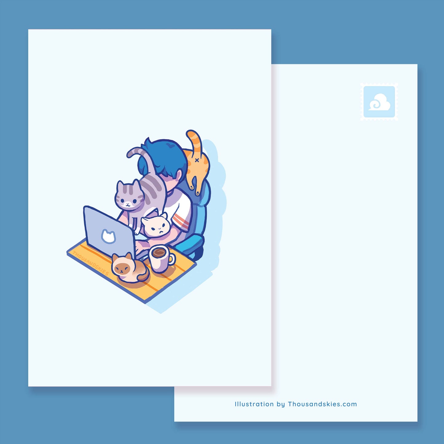 Postcard Work from Home with Cats