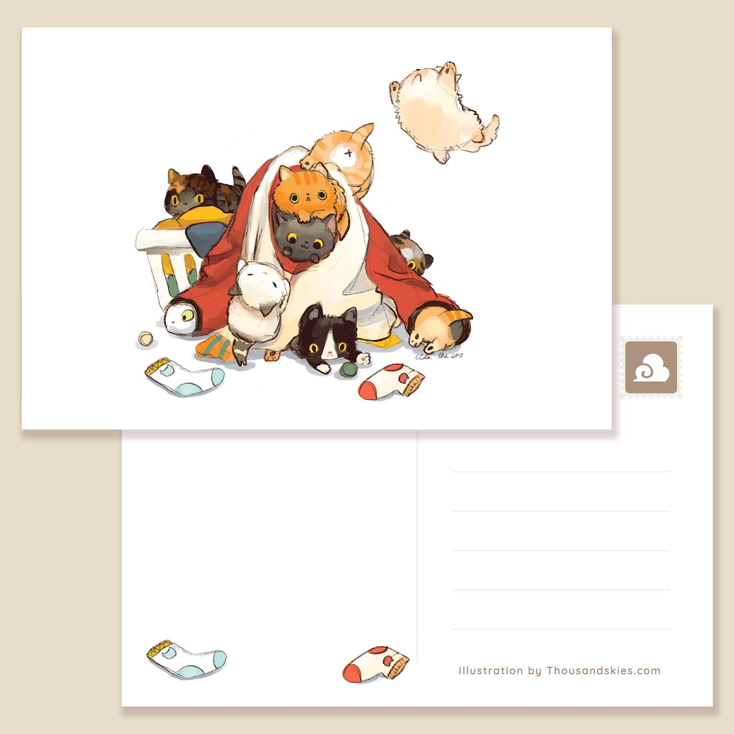 Postcard Kittens Laundry Basket