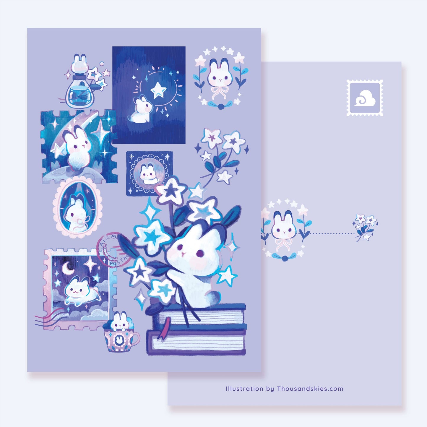 Postcard Little Rabbit and the Shooting Stars