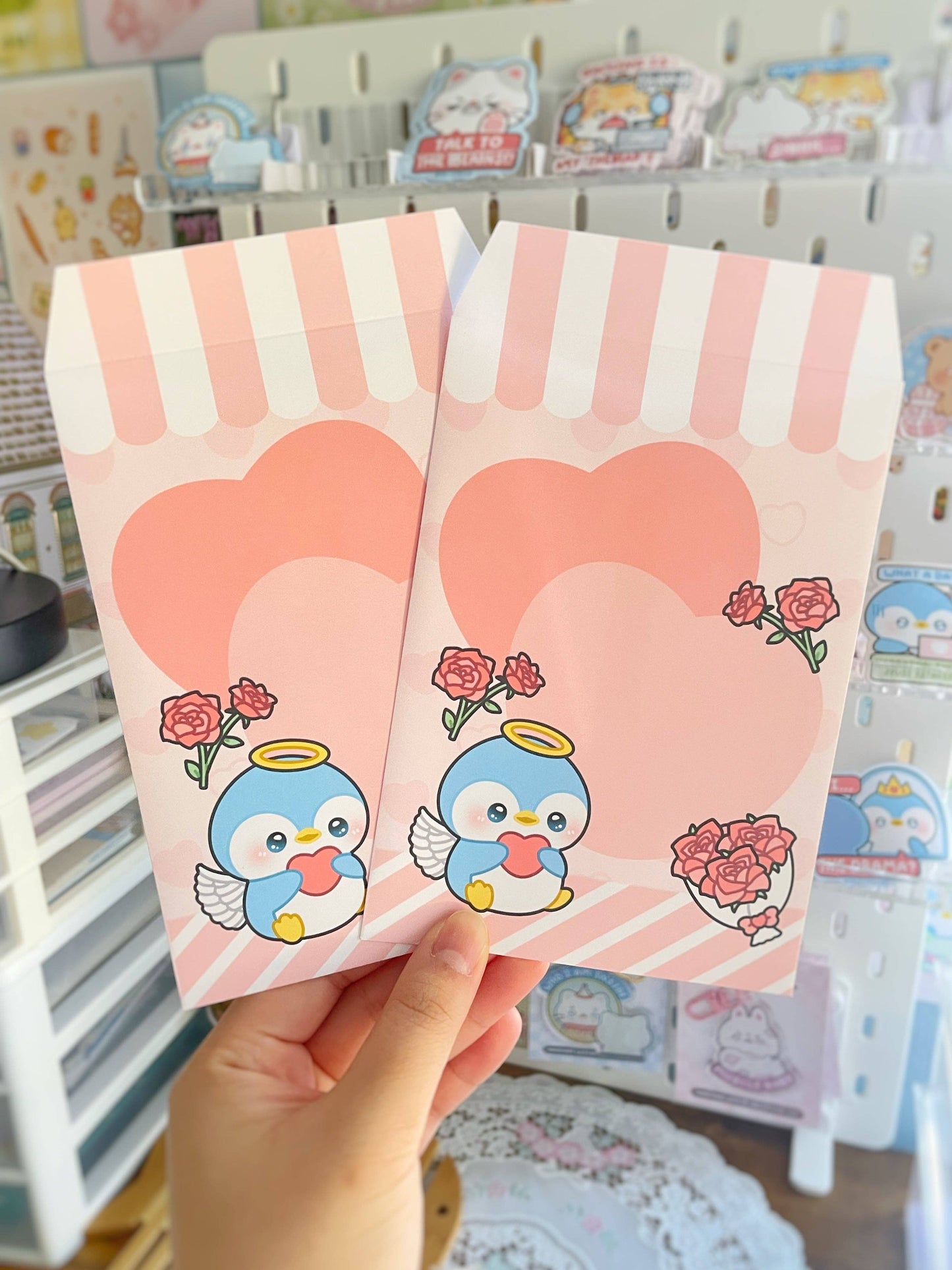 Valentines Day Penguin Paper & Envelope Stationery Set