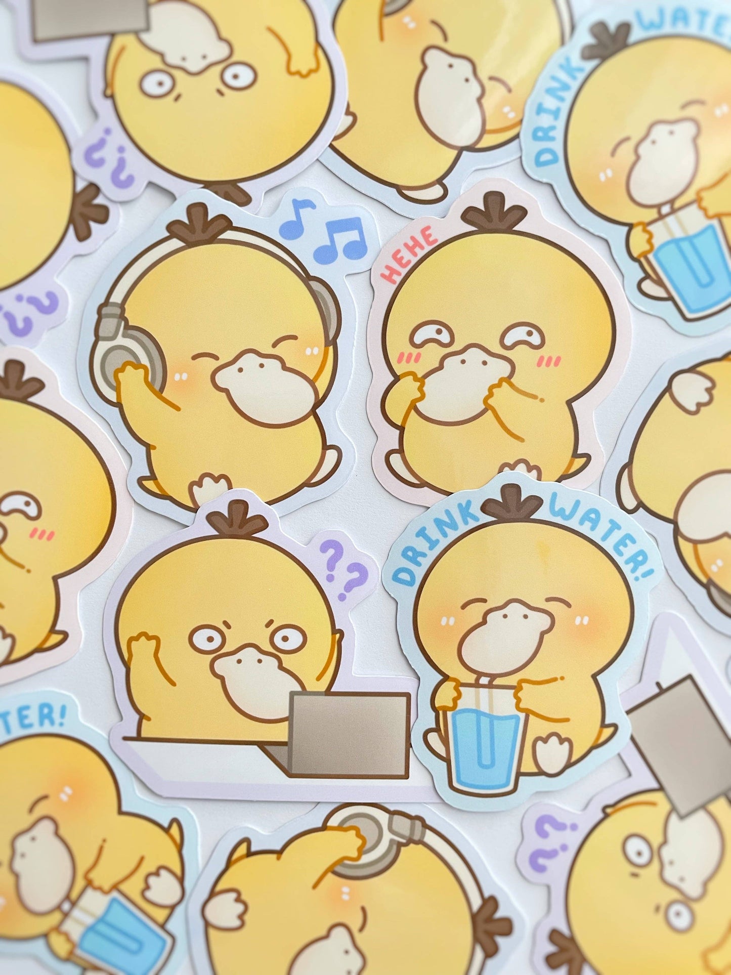Silly Psyduck Waterproof Stickers: Hehe / Mini