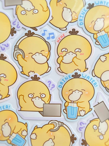 Silly Psyduck Waterproof Stickers: Hehe / Mini