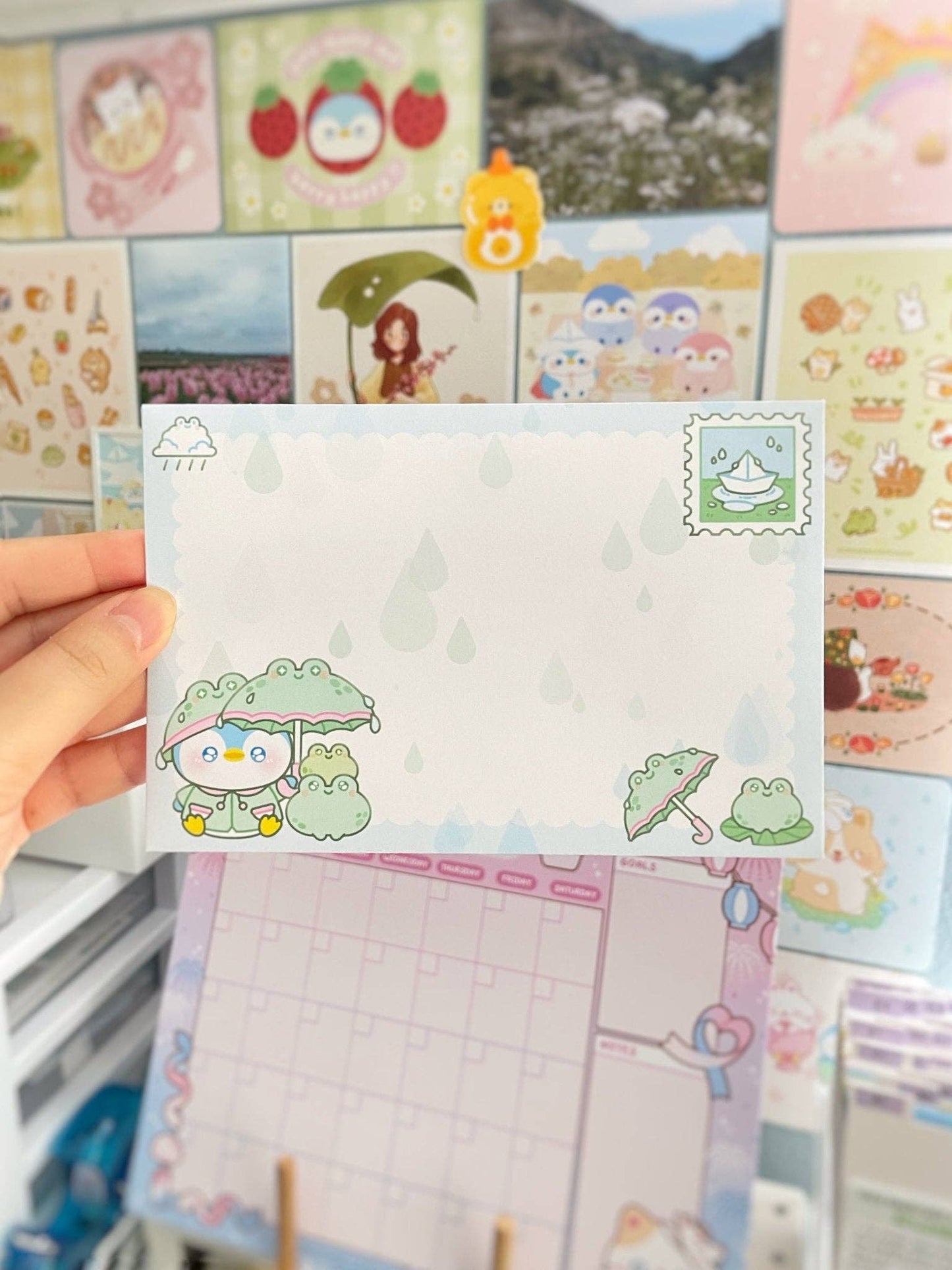Rainy Day Penguin Paper & Envelope Stationery Set