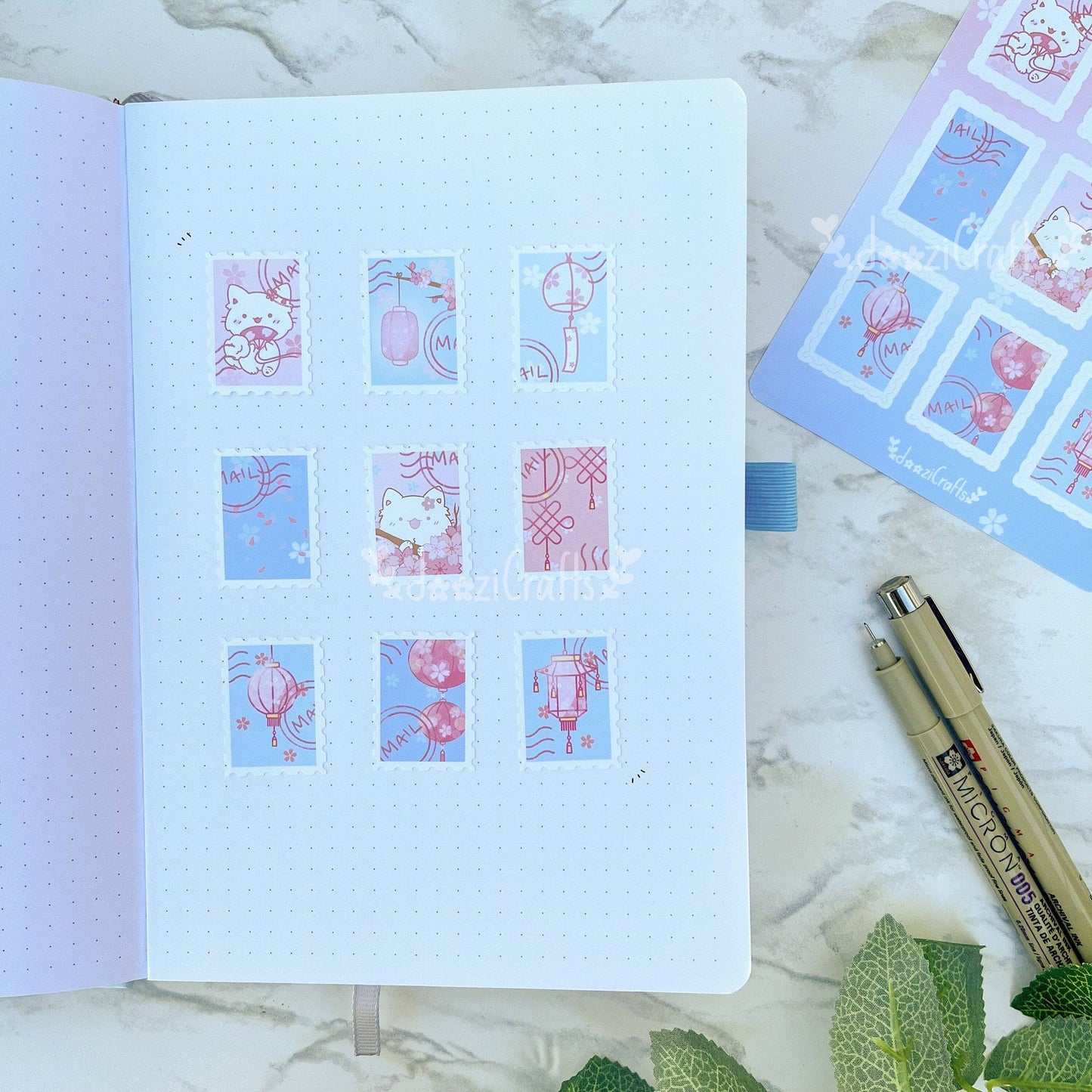 9 PC Doozi Stamp Sticker Sheet | Perfect for bujo!
