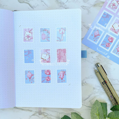 9 PC Doozi Stamp Sticker Sheet | Perfect for bujo!