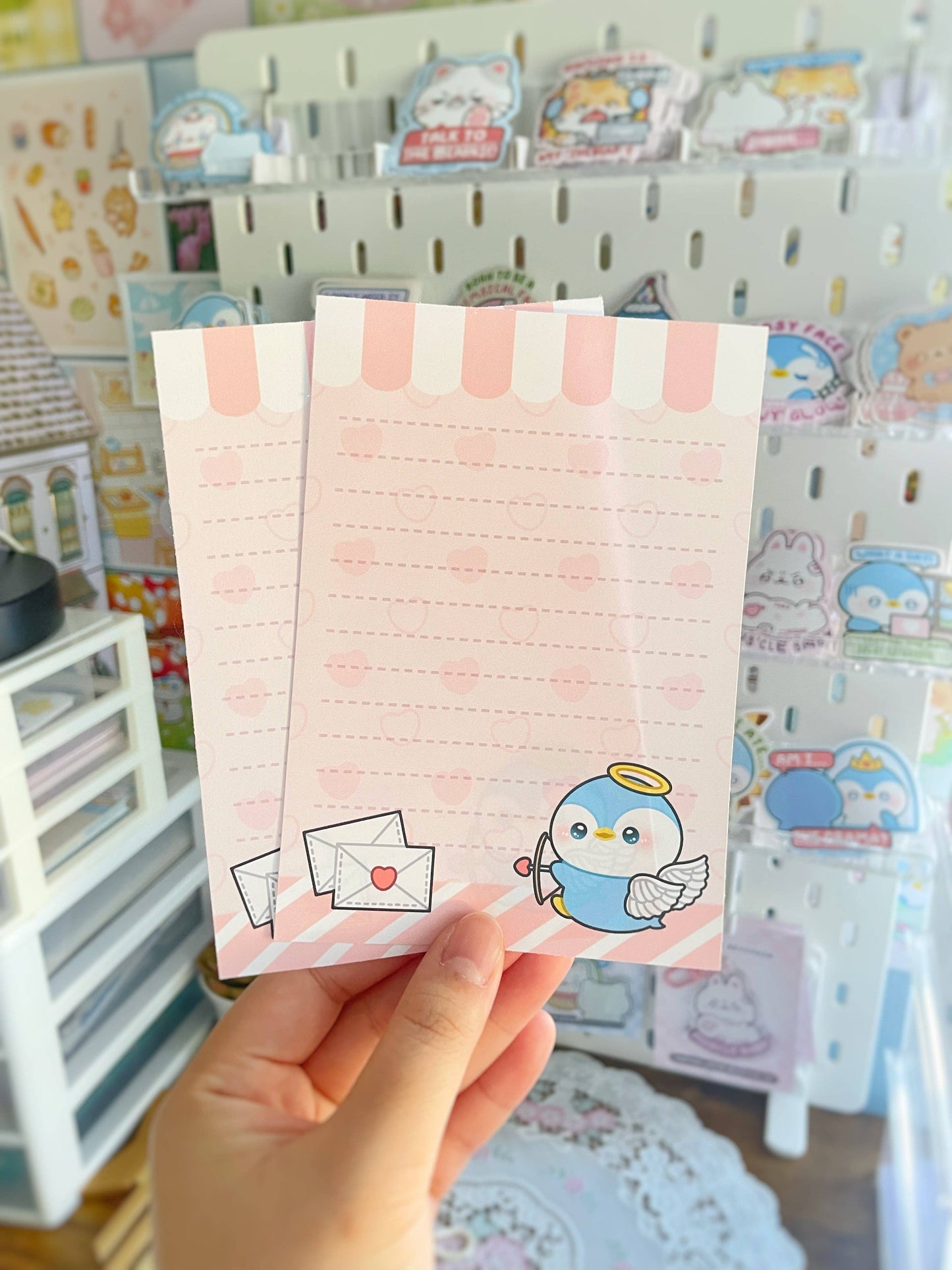 Valentines Day Penguin Paper & Envelope Stationery Set