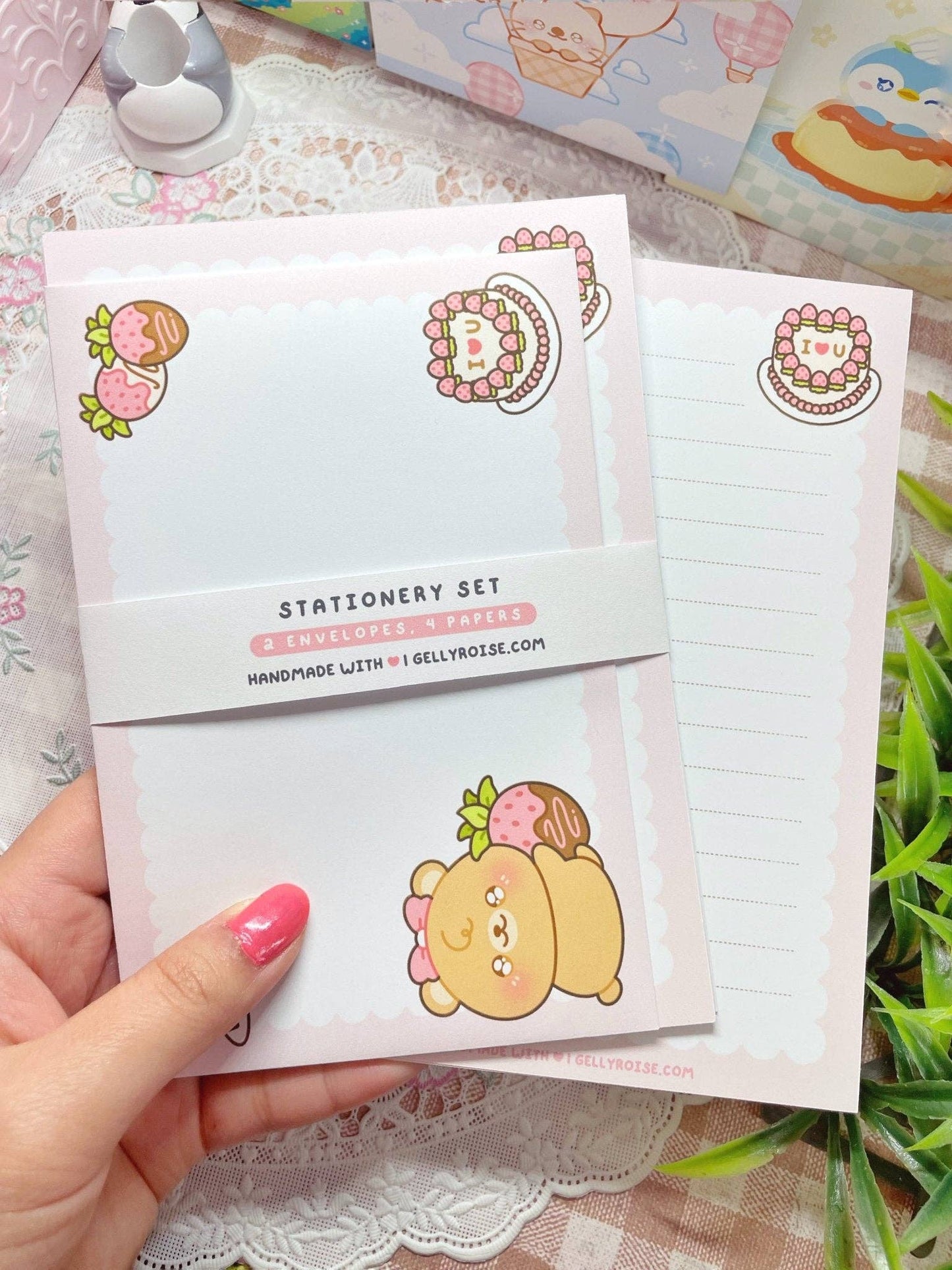 Beary Berry Cute Paper & Envelope Stationery Set