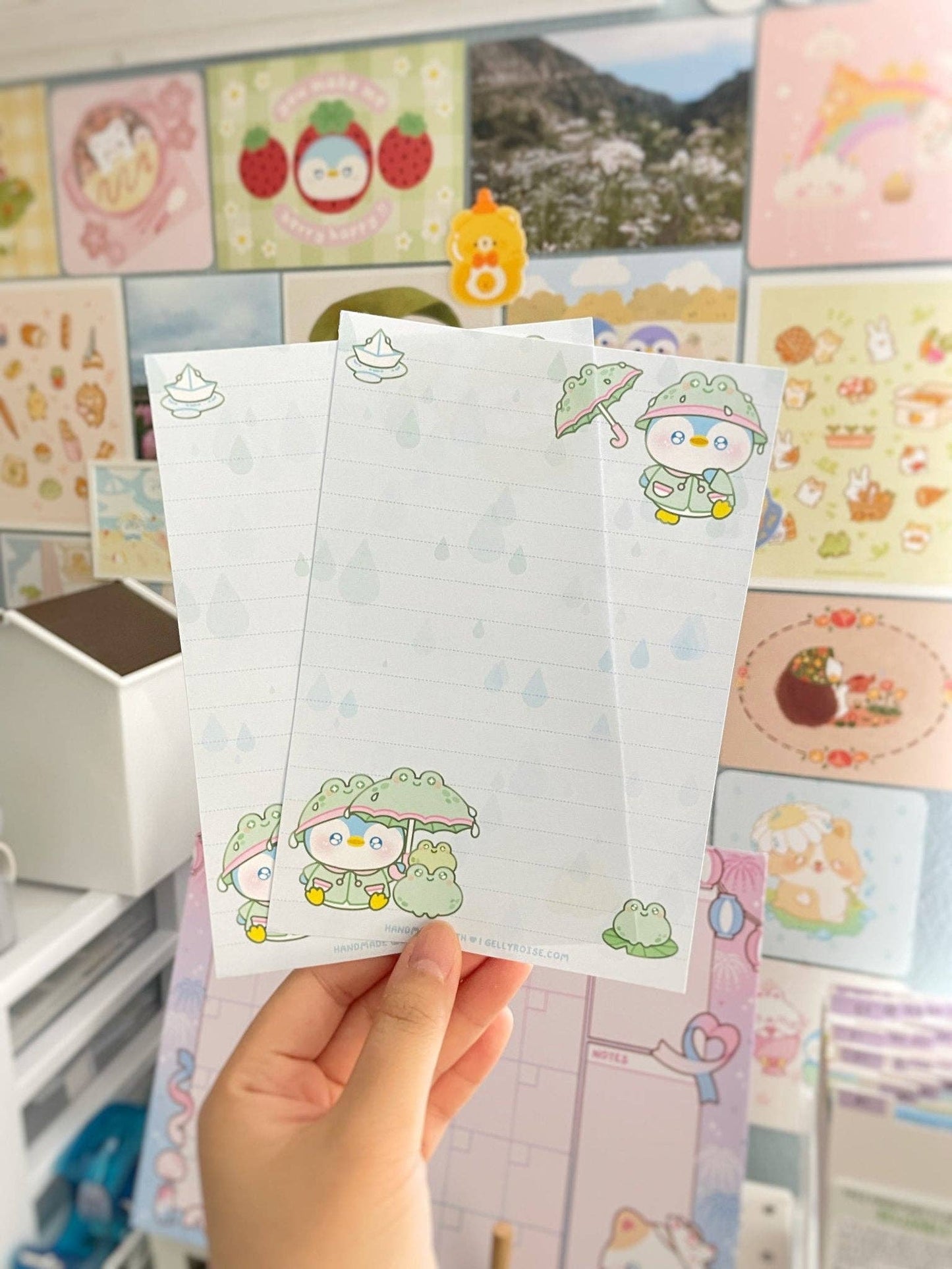 Rainy Day Penguin Paper & Envelope Stationery Set