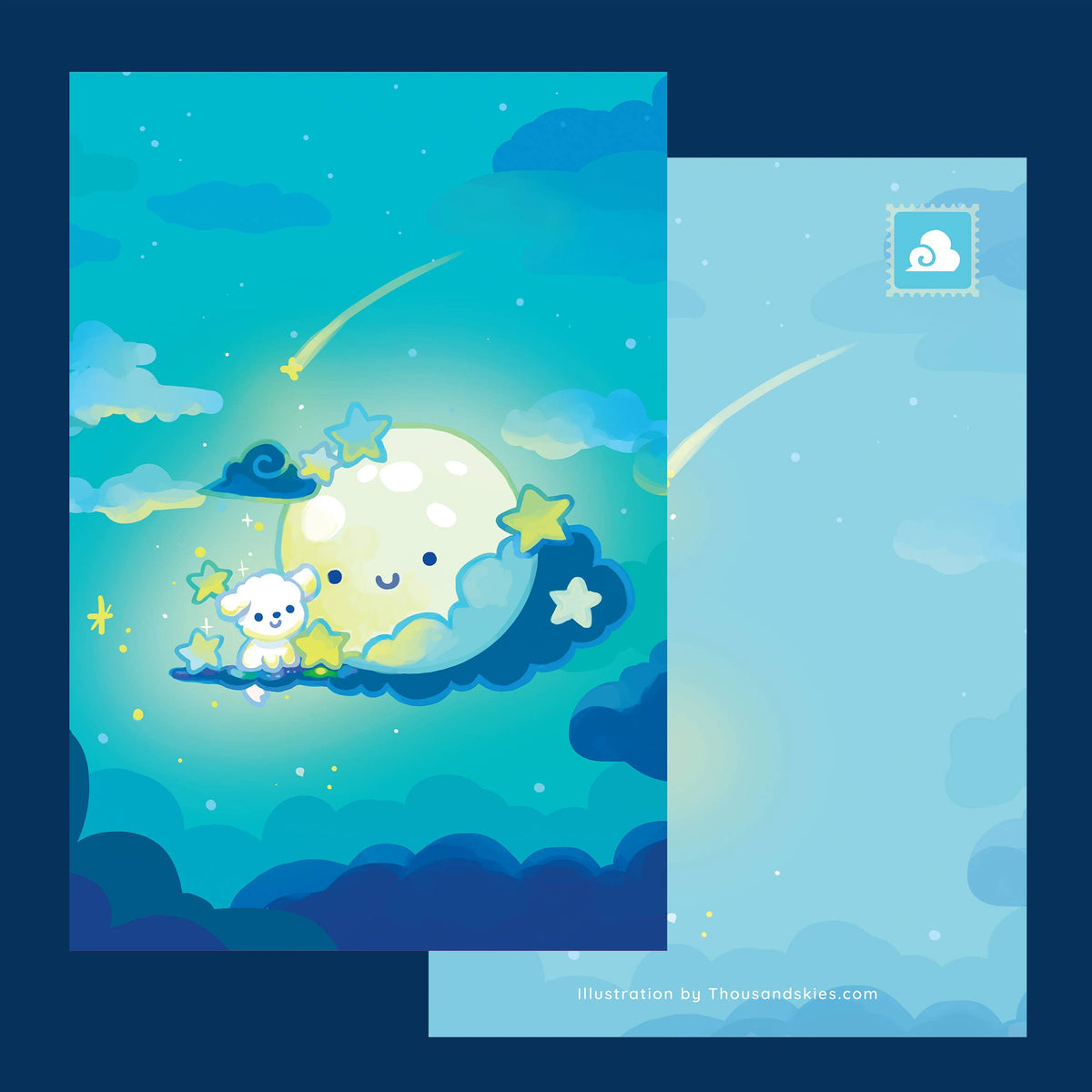 Postcard Fluffy and the Moon