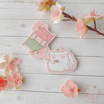 Kite Flying Floof Sticker: Matte