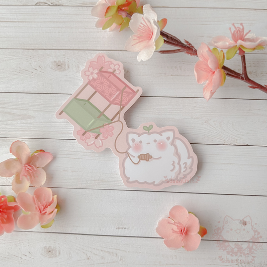 Kite Flying Floof Sticker: Matte