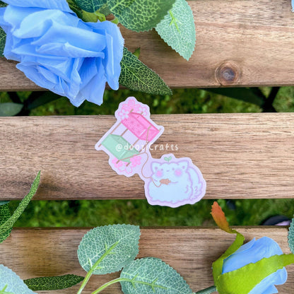 Kite Flying Floof Sticker: Matte