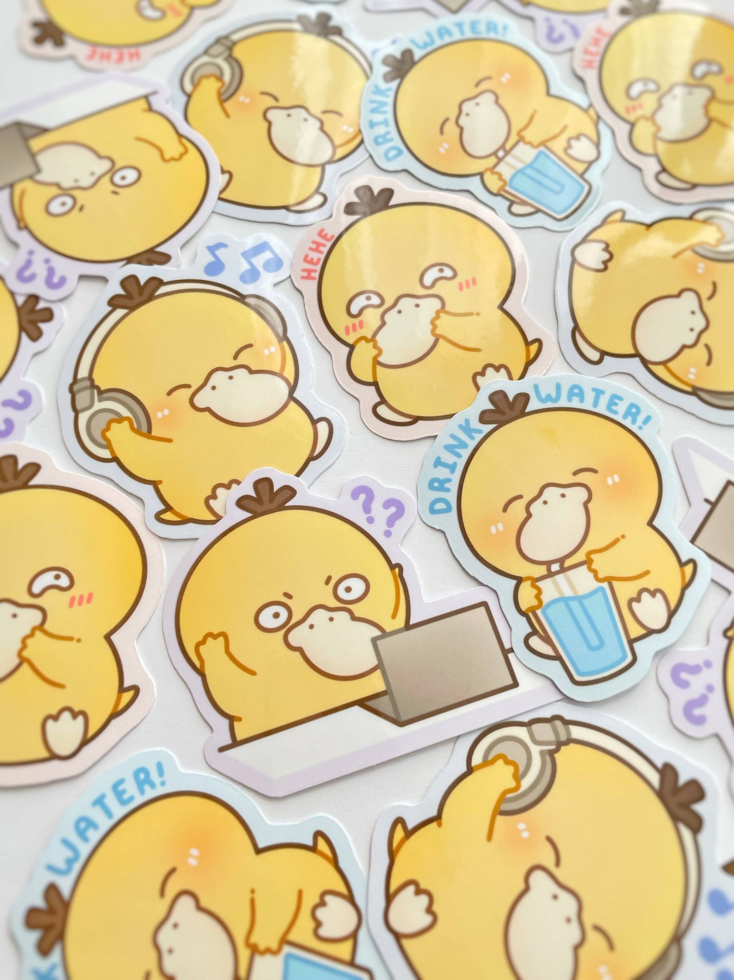 Silly Psyduck Waterproof Stickers: Hehe / Mini