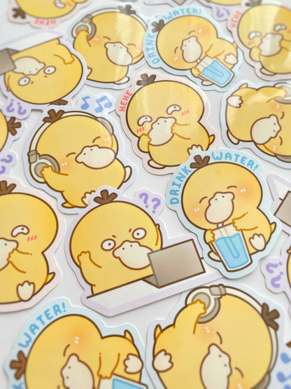 Silly Psyduck Waterproof Stickers: Hehe / Mini