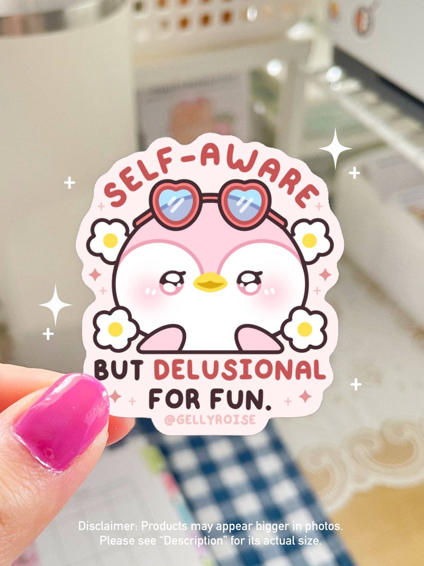 Self-aware but Delusional for Fun Penguin Waterproof Sticker