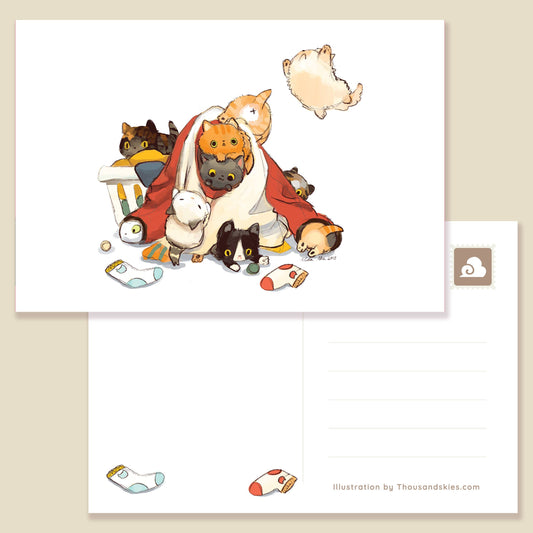 Postcard Kittens Laundry Basket